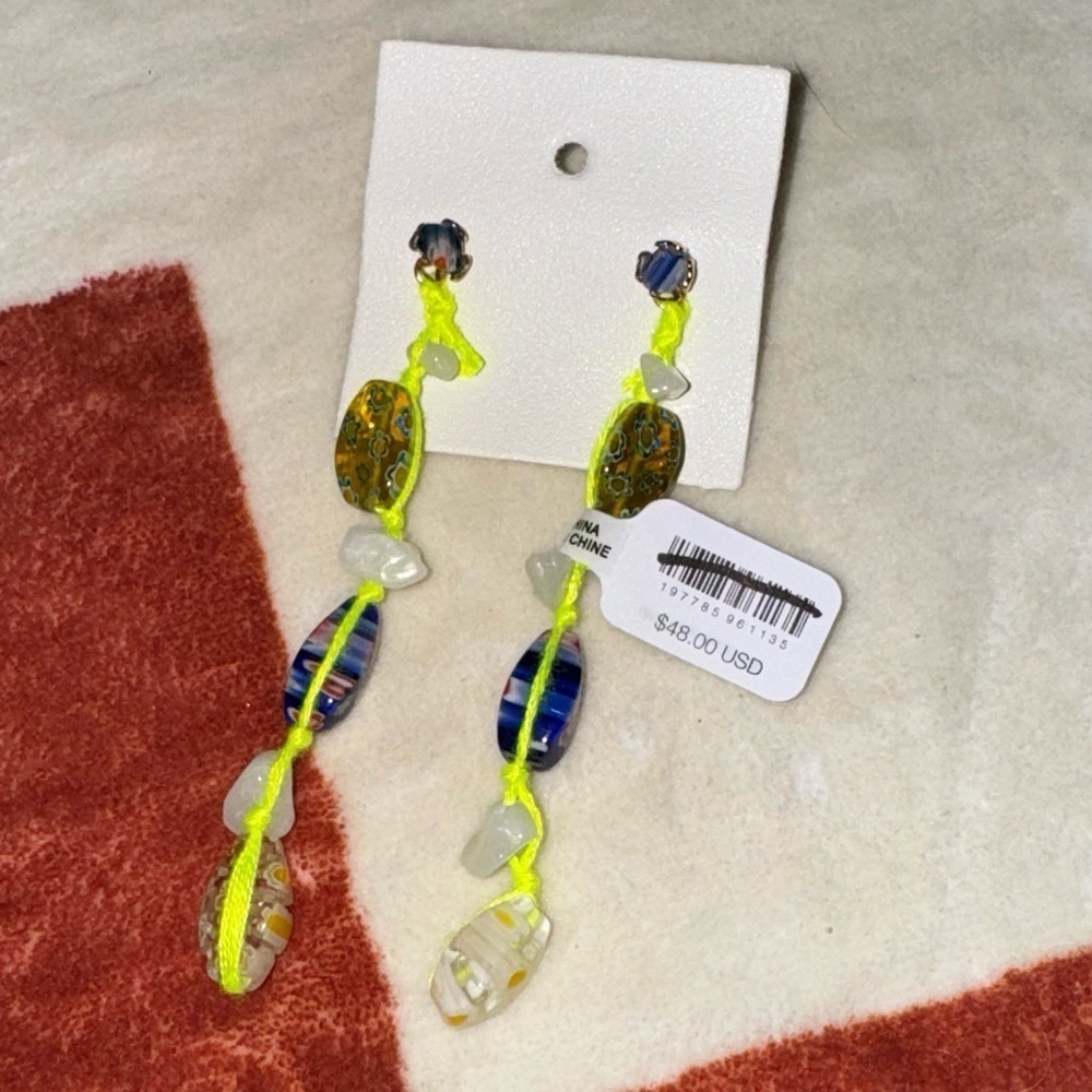 Free People Ariana Ost Voyage Dangle Earrings Yellow Glass - Picture 2 of 2
